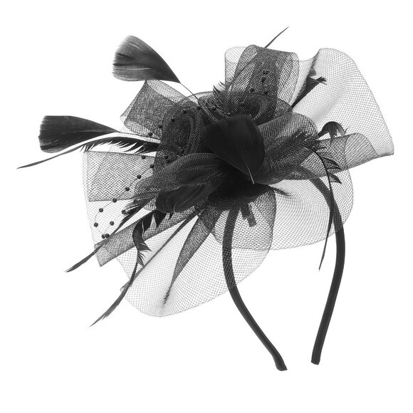 Elegant Black Fascinator Hat for Women Wedding, Tea Party Banquet Headband Clip - Picture 1 of 4